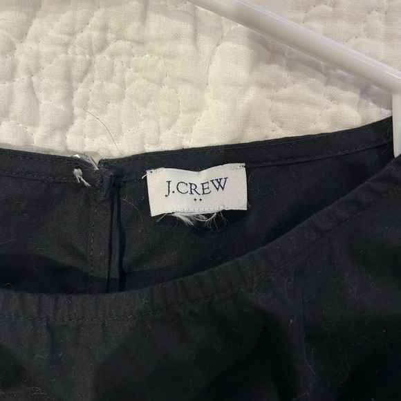 J. Crew Cotton Poplin Long-sleeve Top with Ruffles in Black - Picture 2 of 4